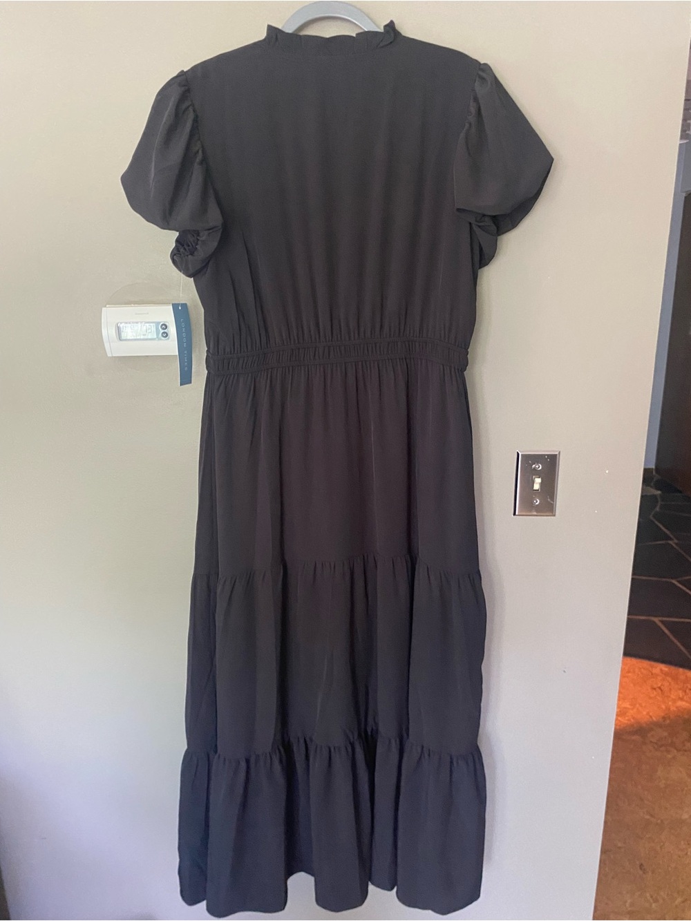 NWT LONDON TIMES Black Bubble Sleeve Tiered A-Line Maxi Dress Size XL - Picture 7 of 8